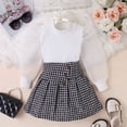 thumbnail image 3 of Baby Girl Clothes Skirt Outfits Set 2PCS Shirt Top Plaid Mini Skirt Outfits Set Dress Outfit Baby Boy Girl Winter Essentials for Toddler Kids 5-6 Years, 3 of 9