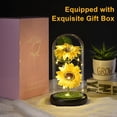 thumbnail image 4 of Regalos de girasol para mujer, flores artificiales de girasoles en cúpula de vidrio con tira LED, regalos de cumpleaños para mamá y abuela, decoración de girasol en el día de la madre, 4 of 8