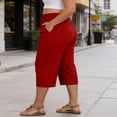thumbnail image 3 of Diufon Womens Plus Size Capri Pants Summer Elastic High Waist Comfy Capris with Pockets Vacation Beach Trousers, 3 of 9