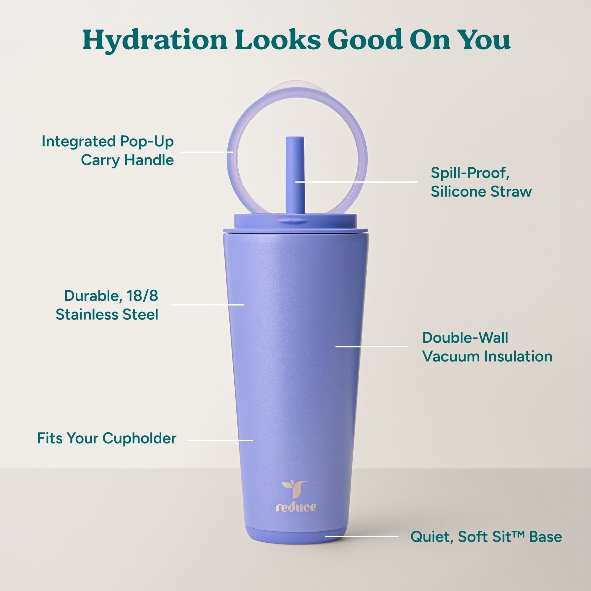 Reduce Halo 30 oz Tumbler with Handle, Blueberry