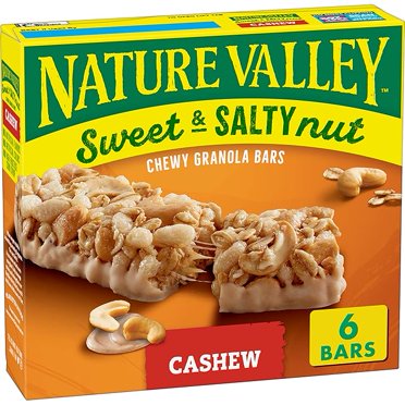 Nature Valley Granola Bars, Sweet and Salty Nut, Cashew, 6 Bars, 7.2 OZ ( Pack of 2)