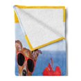 thumbnail image 2 of Funny Soft Flannel Fleece Blanket, Dog Friends Sitting at Bar Next to Sea with Cocktails and Tropic Summer Accessories, Cozy Plush for Indoor and Outdoor Use, 50" x 60", Multicolor, by Ambesonne, 2 of 5
