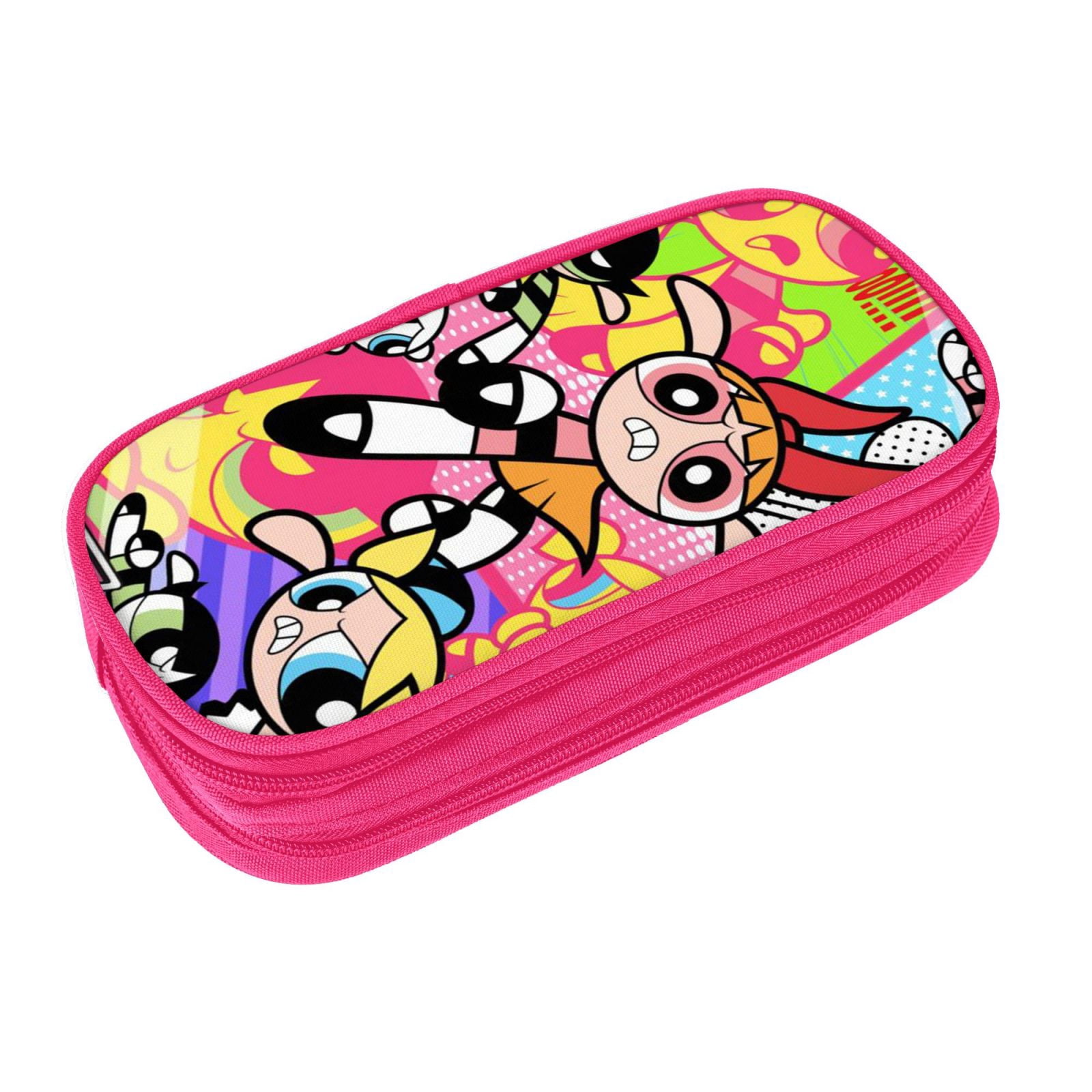 The Powerpuff Gi-rls Pencil Case Large Capacity Pencil Pouch Penbag Office Stationery Organizer Travel Makeup Bag Pink