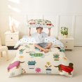 thumbnail image 2 of Homewish Kawaii Dachshund Animal Twin Duvet Cover,Daisy Floral Potted Cactus Twin Bedding,Cream,Polkadot Reversible,2 Pieces,1 Duvet Cover and 1 Pillowcase, 2 of 6
