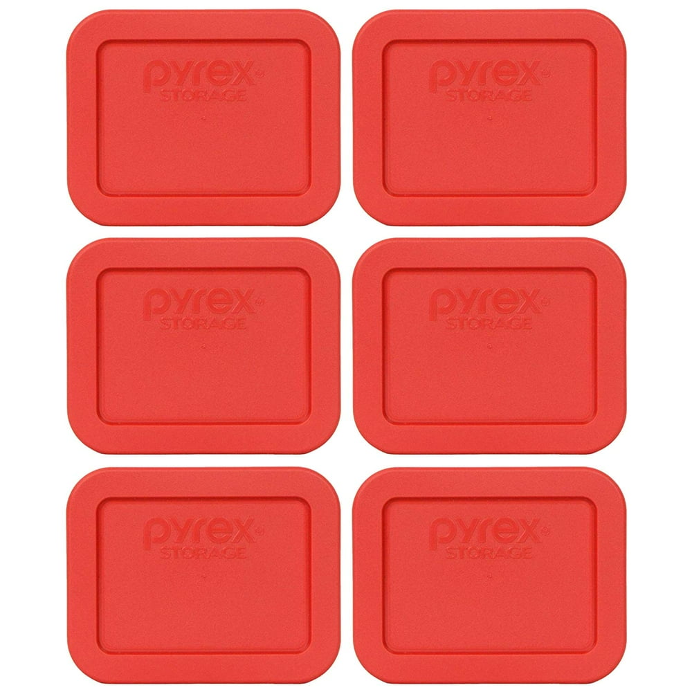 7213PC 1.9 Cup Red Rectangle Plastic Food Storage Lid 6 Pack