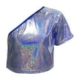 thumbnail image 4 of XMMSWDLA Playtime Outfit Tee‌ Kids Shiny Dancewear Fashion Girls Party Glittering Children Clothing for Performance Jazz Dance Costume Blue Lightweight Summer Tee‌, 4 of 4