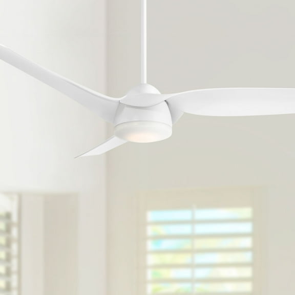 Casa Vieja 54" Sierra Modern Indoor Outdoor Ceiling Fan 3 Blade LED Light Remote Control White Finish Bedroom Patio Damp Rated