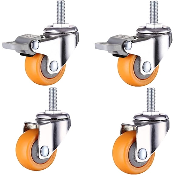 Gamvdout Furniture Casters with Brake 360 Degree Rotating Threaded Stem Caster Wheel M8/M10 for Office Chair Screws Mute I