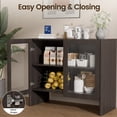 thumbnail image 5 of TopComfy 35" Sideboard Buffet Cabinet with 2 Glass Doors, Coffee Bar Storage Cabinet with Adjustable Shelves, Curved Edge MDF Display Cabinet for Kitchen Dining Room, Dark Walnut, 5 of 8