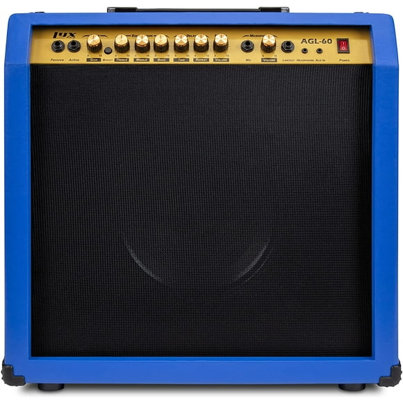 LyxPro Amplificateur de Guitare Électrique 60 Watts Ampli de Guitare avec Haut-Parleur Intégré - Bleu