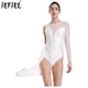 thumbnail image 2 of Jersey de Ballet y gimnasia para mujer, traje de leotardo de danza lírica, malla transparente, manga larga, encaje Floral, retazos, Body con escote en V profundo, 2 of 5