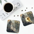 thumbnail image 4 of Yiaed Forest Meditating White Tiger Print Leather Coasters for Drinks - Cup Coasters Coffee Table Kitchen Table Bar, Home & Office Gifts Handmade Drink Coasters-Square, 4 of 6