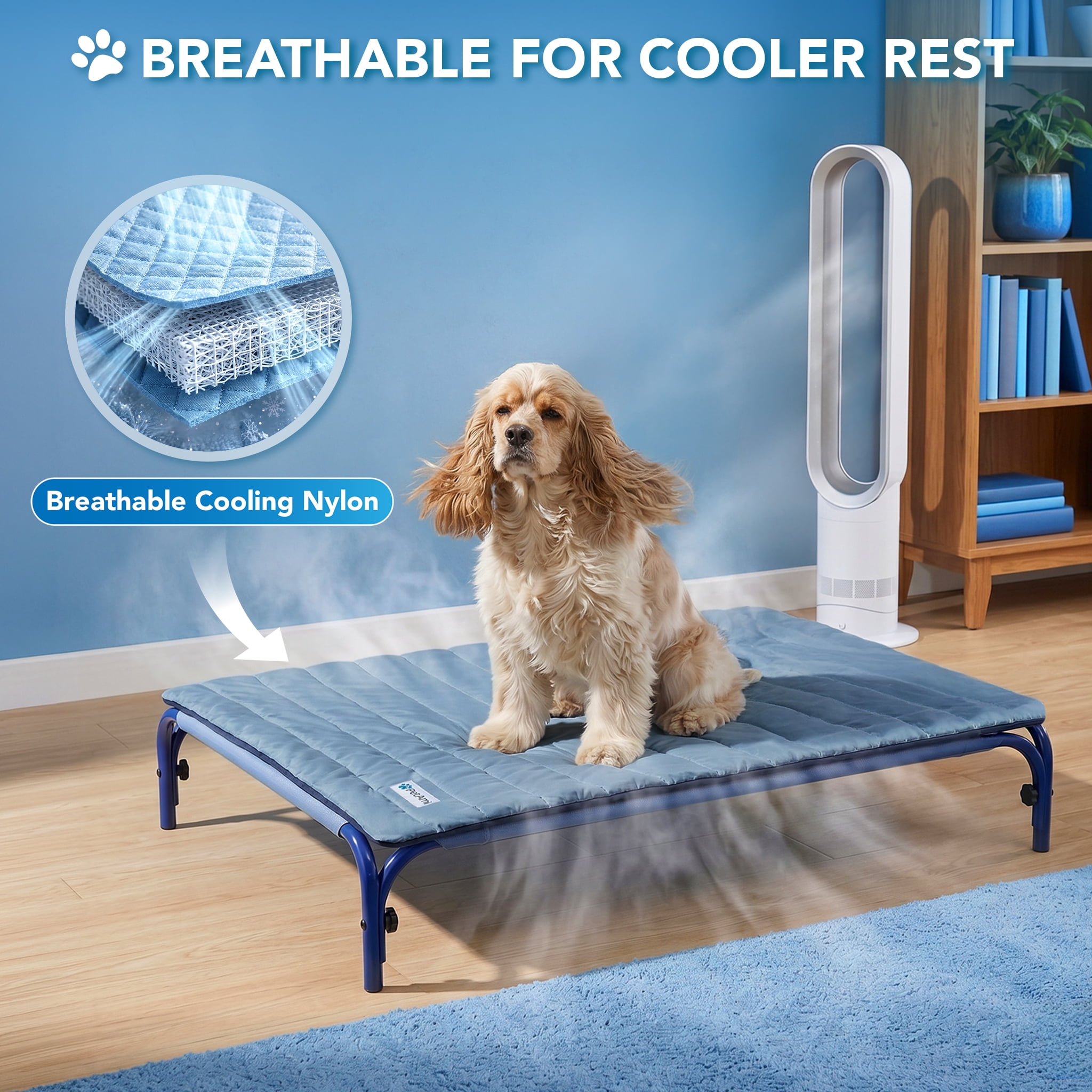 PetAmi Dog Cooling Mat, Q-Max Pet Cooling Blanket with Thick Cushioning, Self Cooling Pad for Dogs & Cats,  Reversible Summer Mat for Crate, Couch, Kennel, Gray/Light Grey, Medium (29x40)