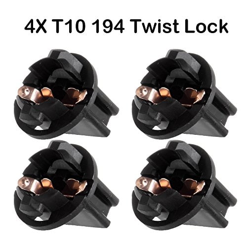 Partsam 10x T10 168 Twist Lock Wedge Instrument Panel Dash Light Gauge Cluster Bulbs Base Sockets 