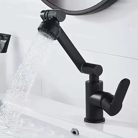 Bathroom Sink Faucet 1080° Swivel Vanity Mixer Single Handle 1Hole Taps Black
