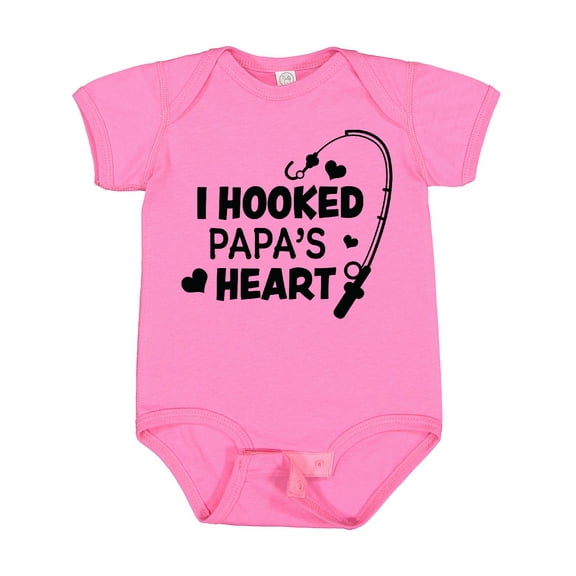 Inktastic I Hooked Papa's Heart with Fishing Rod Boys or Girls Baby Bodysuit