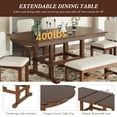 thumbnail image 5 of Harper & Bright Designs Extendable Wood Dining Table Set with Bench, 6 Pieces Kitchen Table Set with Removable Leaf and 4 Upholstered Dining Chairs, Beige, Espresso, 5 of 17