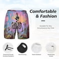 thumbnail image 2 of Kdxio Sky Sunflower Skull Print Men's Swim Trunks with Compression Liner 7 Inch Inseam Quick Dry Swim Shorts, 2 of 5