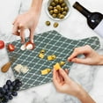 thumbnail image 4 of Grey Cutting Board, Quatrefoil Pattern Barbed Design Geometric Leaf Print Lattice Country Life Inspired, Tempered Glass Cutting and Serving Board, Wine Bottle Shape, Gray White, by Ambesonne, 4 of 5