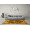 thumbnail image 3 of Ahgly Company Machine Washable Indoor Round Medallion Yellow Traditional Area Rugs, 6' Round, 3 of 4