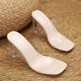 thumbnail image 4 of Jsaierl Sandals for Women Casual Summer, Round Head Mules Crystal Heel Fashion Slippers High Heel Sandals Size 7.5, 4 of 8