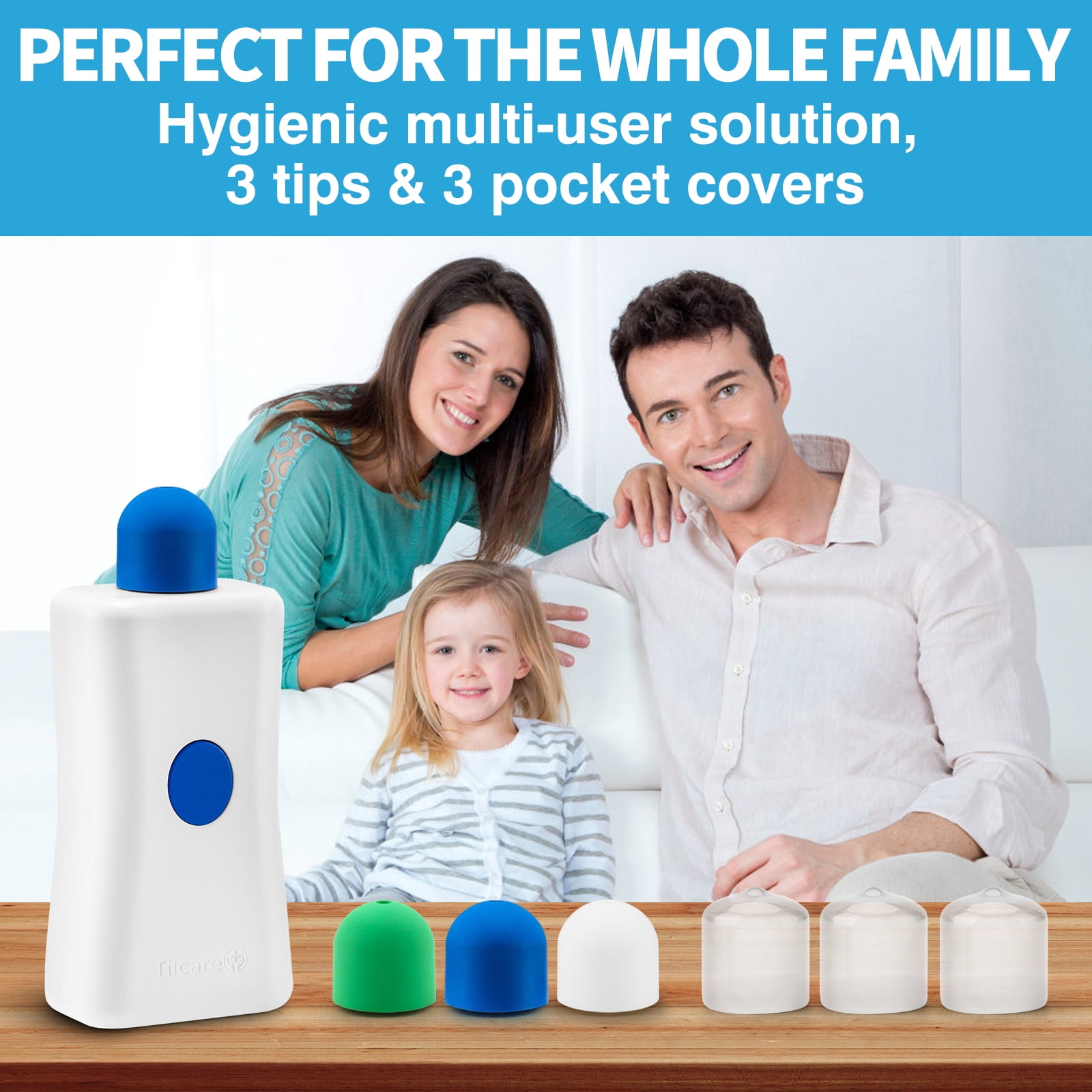 Ear Pressure Relief Device by Tilcare - Equalizing Ear Popping for Flying, Swimming, Diving, Cold and Allergy Discomfort - Comes with 3 Tips and Portable Protective Pouch