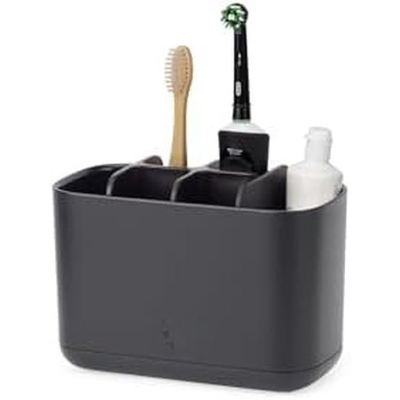 Easy-Store - Toothbrush Holder Caddy, Bathroom Storage, Large, Matt Black