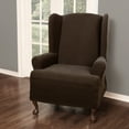 thumbnail image 6 of Mainstays Pixel 1-Piece Stretch Wing Chair Slipcover, Brown, 6 of 8