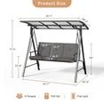 thumbnail image 6 of Aiho 3-Seat Porch Swing with Adjustable Canopy, Outdoor Patio Swing Chair with Removable Cushions, Heavy Duty Weather Resistant Glider for Garden, Backyard, Deck - Gray, 6 of 12