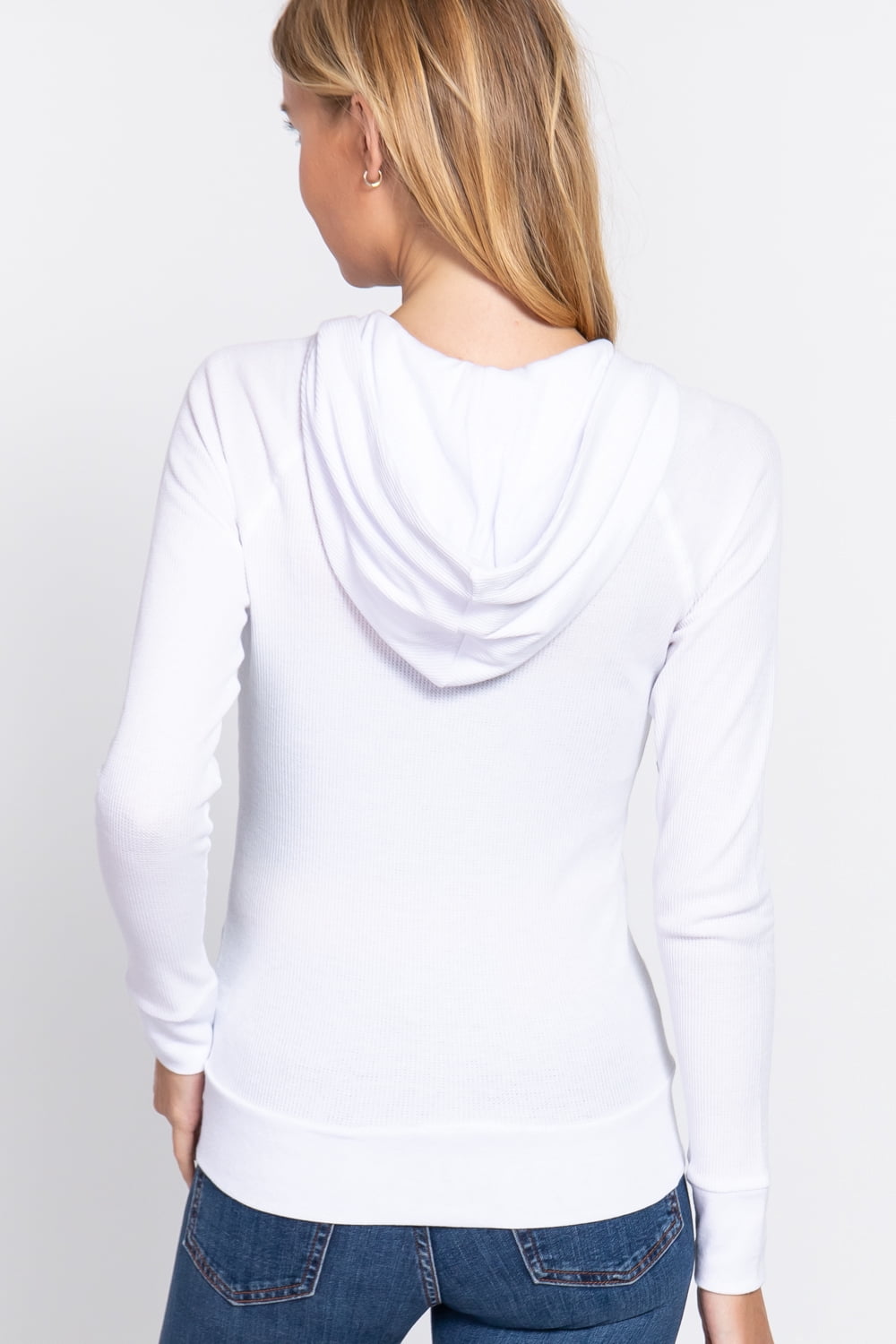 TheLovely Juniors & Plus Casual Long Sleeve Henley Thermal Zip-Up Hoodie Jackets