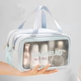 thumbnail image 5 of Bolso cosmético helado de separación seca y húmeda de PU del bolso de cosméticos de doble capa, hecho de PU y malla, 5 of 5
