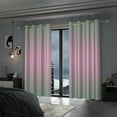 thumbnail image 4 of Lfeey Grommet Ombre Blackout Curtains, Teal Pink Gradient Color Blocking Curtain Drapes, 42x63 Inches, 2 Panels, 4 of 6