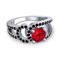 thumbnail image 3 of 2.50 Carat Shiny Round Cut Red Ruby & Black Onyx Gemstone Engagement Ring for Women 18K White Gold Size 4.5 by Diamond-Capitals, 3 of 8