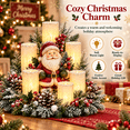 thumbnail image 5 of Santa Claus Christmas Lighted Centerpiece with Flameless Candle Glow, Christmas Decoration with Frosted Greenery, Red Berries & Pinecones, Perfect for Home Tabletop & Holiday Gift, 10.6" x 11.8", 5 of 7