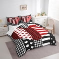 thumbnail image 3 of jejeloiu Cute Loves Pattern 7-Piece Bedding Comforter Set,Modern Geometric Plaid King Bedding Sets,Red White Black Bed Sheets For Men Women,Ultra Soft Home Decor Reversible, 3 of 8