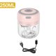 thumbnail image 3 of Inteprter Triturador de ajo eléctrico Mini 30W 3.7V 250ml Carga USB Cortadora de acero inoxidable Picadora Interior Pimienta Verduras Trituradora de carne Cocina y Comedor Rosado Inteprter HA059907-03B, 3 of 6