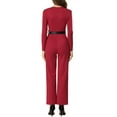 thumbnail image 3 of INSPIRAR CHIC Mono Elegante para Mujeres Cuello Cuadrado de Manga Larga Pantalones Anchos Vestido Romper M Rojo, 3 of 5