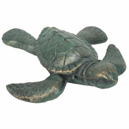 Moby Dick Nautical Coastal Sea Turtle Verdi Green Cast Iron Tabletop Accent Decor
