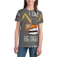thumbnail image 2 of Honeii I Like Big Digger Print Youth Short Sleeve T-Shirt,Boys Athletic Shirt,Quick Dry Short Sleeve Performance Moisture Wicking T Shirt, 2 of 6
