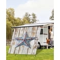 thumbnail image 4 of 4th of July RV Awning Sun Shade Screen 9'X7' Western Star Teal Mesh Sunscreen Rustic Wood Grain Awning Shade Screen with Zipper UV Blocker Completed Kits for RV Motorhome Camper Travel, 4 of 7