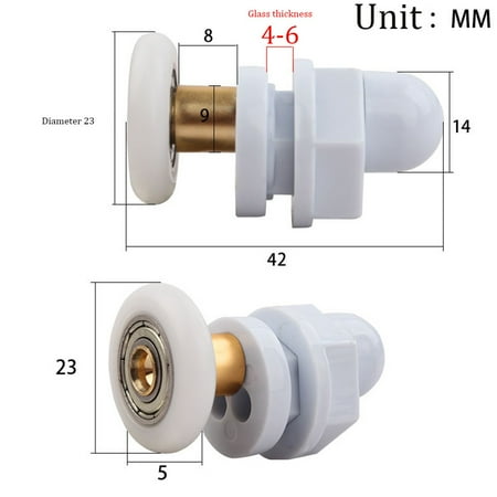 

FANJIE 4Pcs Shower Door Rollers Runners Wheels Replacement Part for Bathroom Pan Glass Sliding Door Pulleys 19-29mm Wheel Diameter