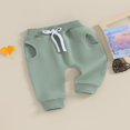 thumbnail image 3 of Baby Girls Pants Solid Color Elastic Waist Soft Toddler Trousers, 3 of 8