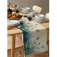 thumbnail image 6 of Yellow Blue Ombre Floral Table Runner Cotton Linen 108 Inch Holiday Dresser Scarves, Watercolor Flowers Retro Tablerunner for Kitchen Coffee Dining Bedroom Living Room Dinner Scarf Décor 13''x108'', 6 of 9