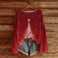 thumbnail image 3 of Women's Round Neck Lightweight Sweater Casual Long Sleeve Christmas Print Knit Pullover for Fall and Winter, Merry Christmas Design, Cozy and Festive, Christmas Sweaters for Women ,Vermilion,2XL, 3 of 5