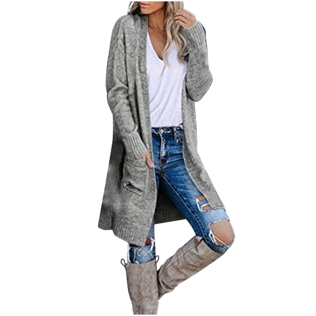 Cárdigan Suéteres Para Mujer Otoño Invierno Suéteres Casual Tejido Sólido Suelto Manga Larga Cuello en V Tops Odeerbi ODB178155