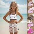 thumbnail image 4 of FASHOFT Girls Swimsuit Bow Print Spaghetti Strap Bathing Suit with Mesh Skirt Two Piece Swimsuits For Beach Pool Swimwear Pink 7-8 Years, 4 of 4