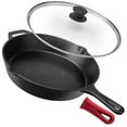thumbnail image 1 of Sartén de hierro fundido Cuisinel de 30 cm con tapa, utensilios de cocina previamente sazonados, 1 of 7