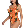 thumbnail image 3 of Picia Ramen Noodle Soup Pattern Women's One Piece Swimsuits,One Shoulder Swimwear Asymmetric ,Ruffle Monokinis Bathing Suits,High Waisted Flattering Bathing Suits-XX-Large, 3 of 8