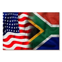 Elephant Stock Usa And South Africa Flag Wall Art - Horizontal Canvas Wall Art - Living Room Wall Decor - Flags Canvas - Blue And White Decor - 45" x 30"