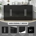 thumbnail image 6 of TUANLUO Black Buffet Sideboard Cabinet, Accent Cabinet with 4 Doors, Buffet Cabinet with Adjustable Shelves, Wood Storage Cabinet Furniture for Kitchen Dining Room Living Room, 60"L x 16"W x 32"H, 6 of 10